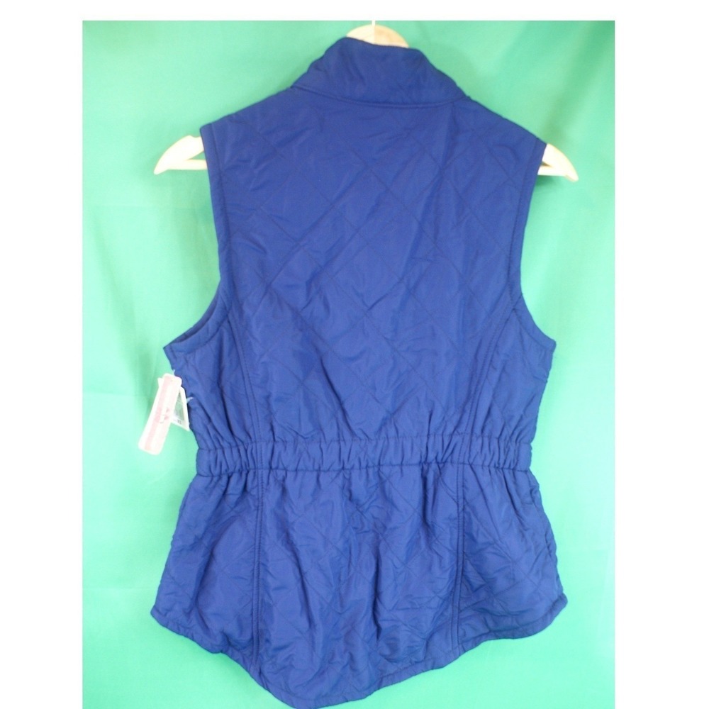 Bit & Bridle Womens Blue Quilted Zip Up Vest Cinched Waist XS New Western Ranch - Picture 9 of 11